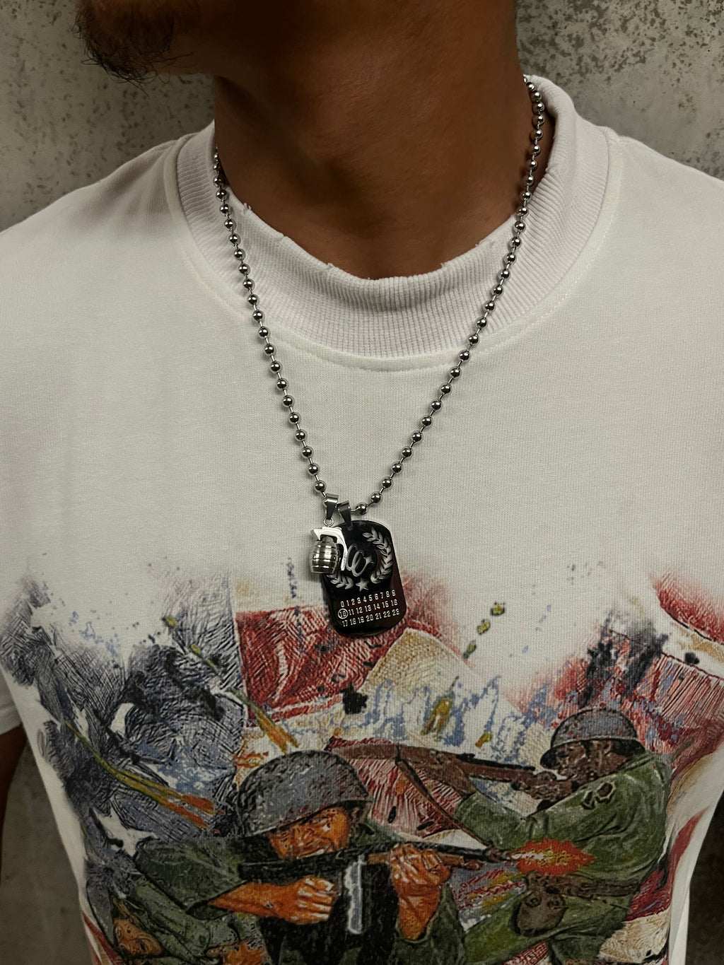 Silver Dog Tag Chain